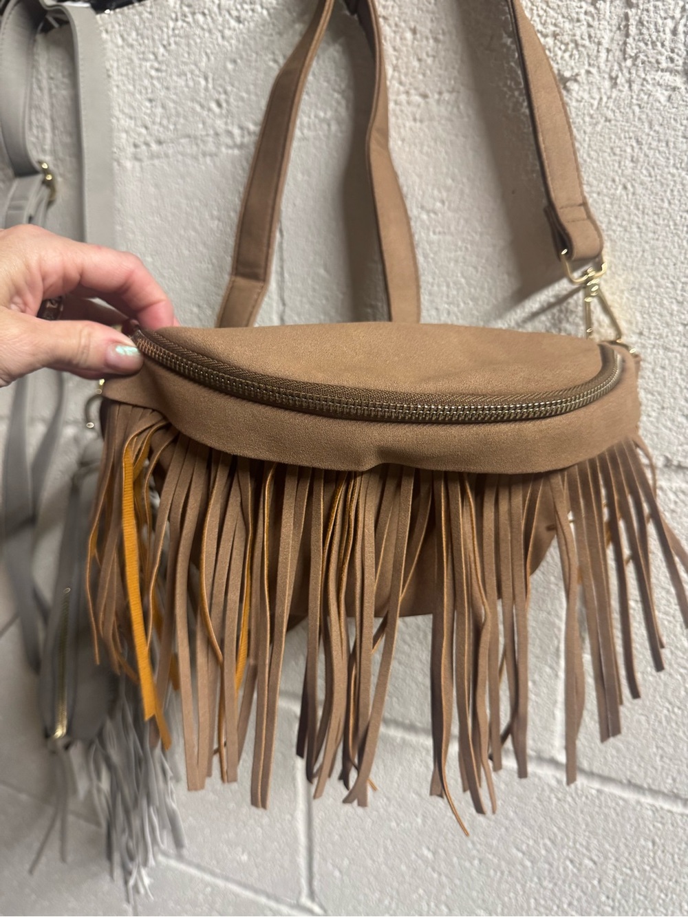 Thomas & Co Tan Fringe Crossbody Bag